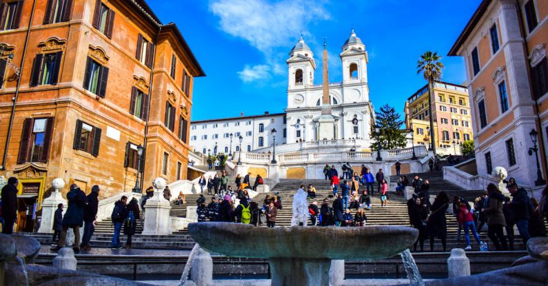 Historical Landmarks - A Stairway On A Church Facade